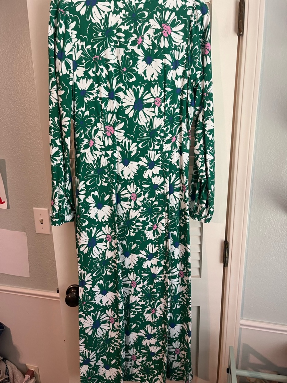 LOFT Floral Balloon Sleeve Button Down Midi Pocket Dress - Picture 7 of 7